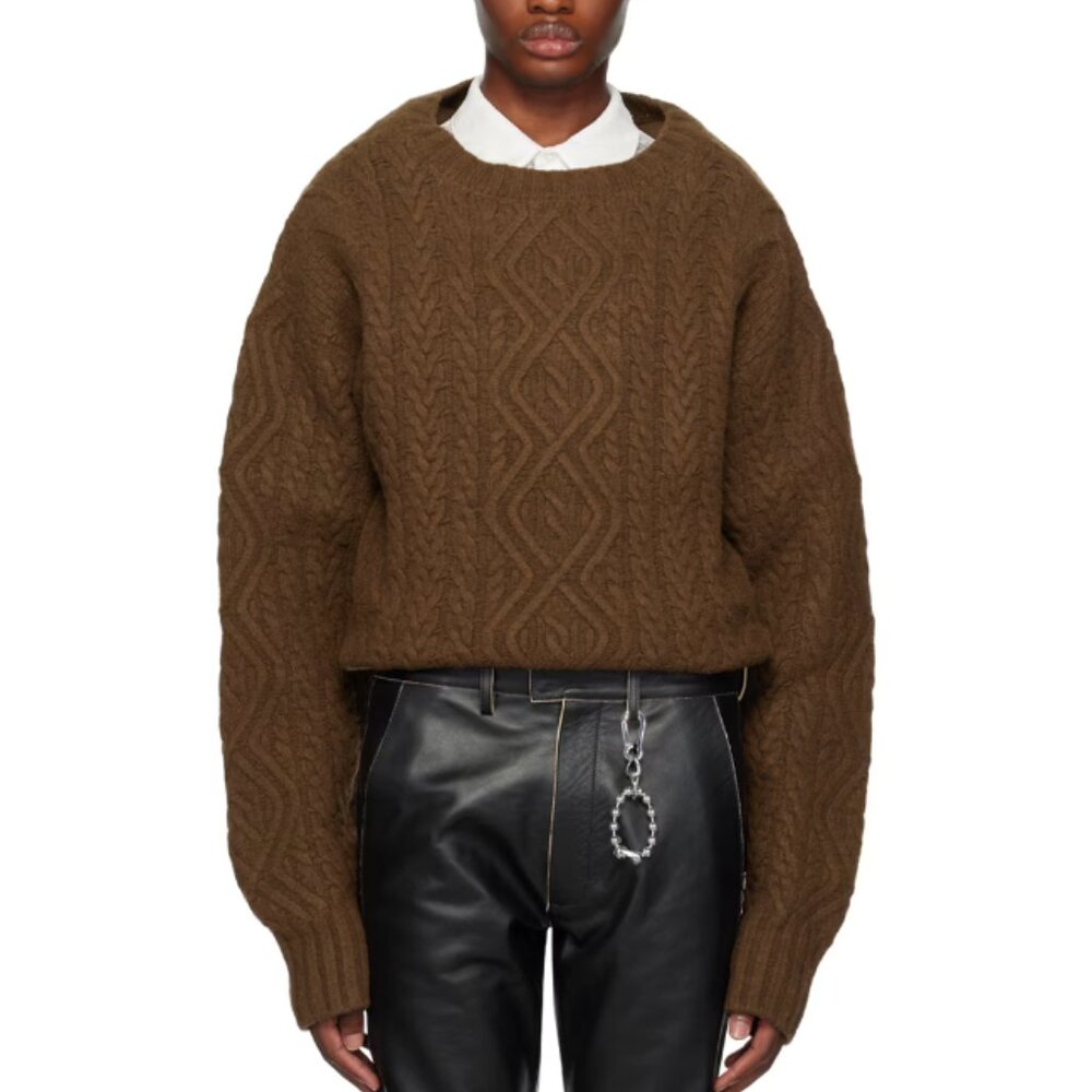 BNWT AW23 MARTINE ROSE BOILED CABLE DOLL CREW SWEATER M